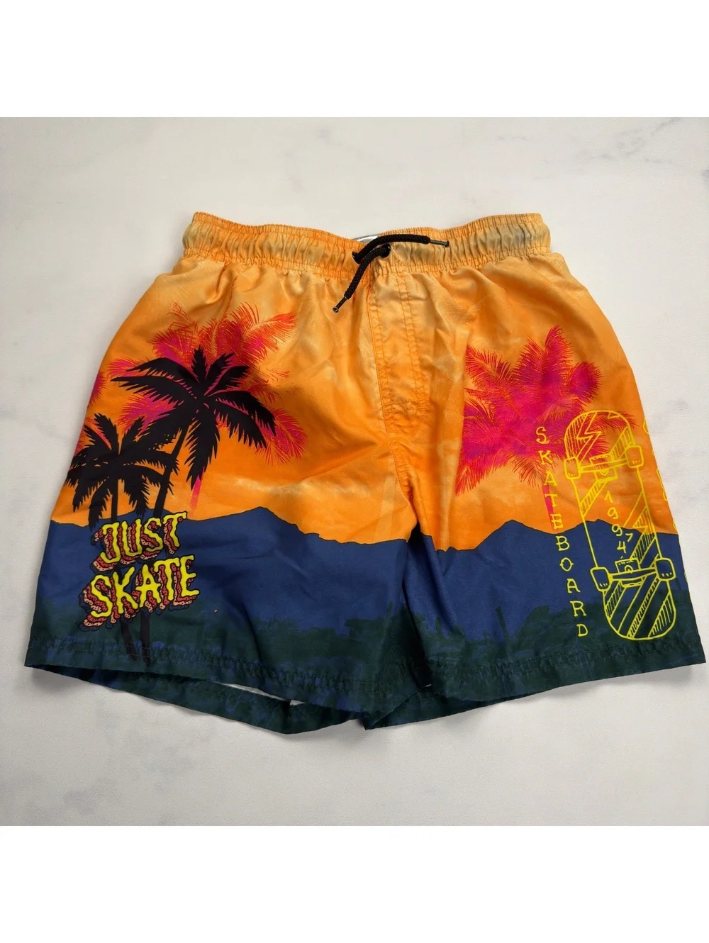 H&M Swim Shorts Just Skate Palm Trees Print - 14Y